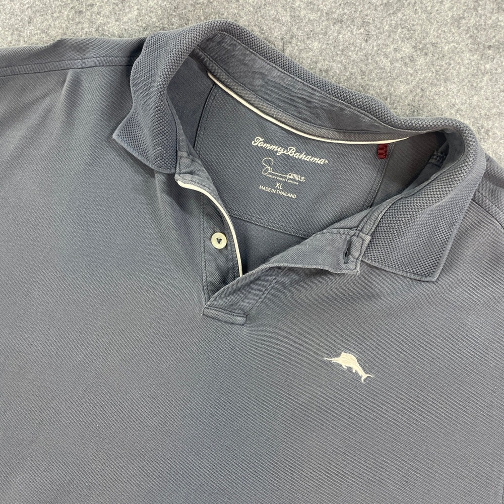 Tommy Bahama Mens Polo Shirt XL Grey Short Sleeve Resort Island Pima Cotton Zone